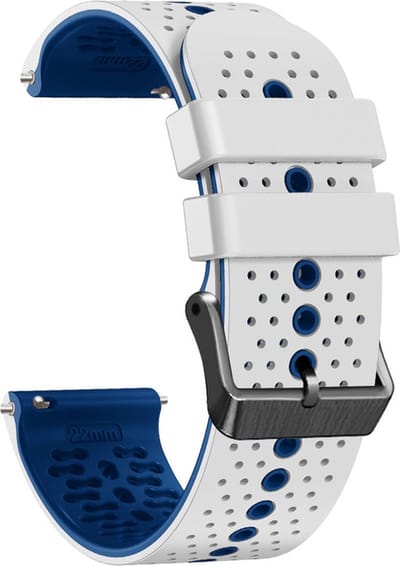 Siliconen bandje - geschikt voor Garmin Vivoactive 4 / Venu 2 / Venu 3 / Forerunner 255 / 265 - wit-blauw