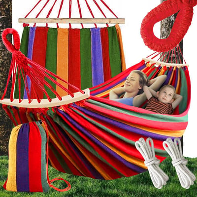 Hangmat met Spreidstok - Ademend Katoen - Buitenlounger