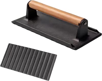 Gietijzeren pers - Burger smasher - Grillen en bakken - Zware uitvoering - 16 cm - Zwart