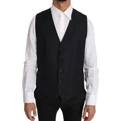 Dolce & Gabbana Grijs Wollen Zijden Waistcoat Vest voor heren