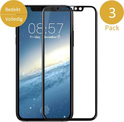 3x Screenprotector Gehard Glas geschikt voor Apple iPhone Xs / X - Full Screen - van iCall