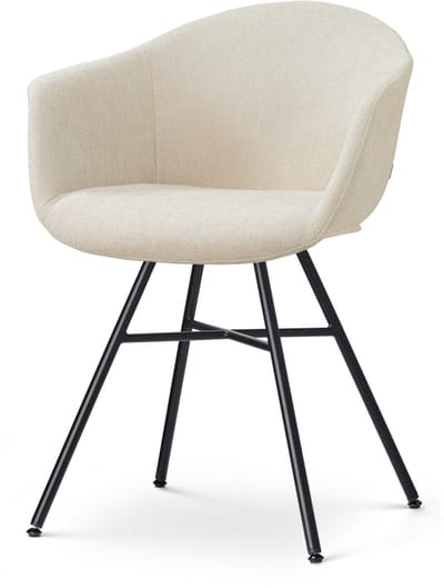 Nolon Noa-Otis Eetkamerstoel Cotton Beige - met Armleuning - Stof - Zwarte Poten - Industrieel
