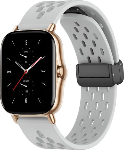 Siliconen bandje - geschikt voor Amazfit GTS / GTS 2(E) / GTS 2 Mini / GTS 3 / 4 (Mini) / Bip (S) / Bip U (Pro) / Bip Lite / Bip 3 (Pro) / GTR 42 mm / Pop (Pro) / Active (2) - grijs