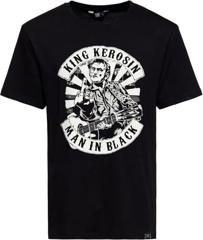 Heren T-Shirt Zwart Rockabilly Stijl 50s Vintage Rebel Look Katoen