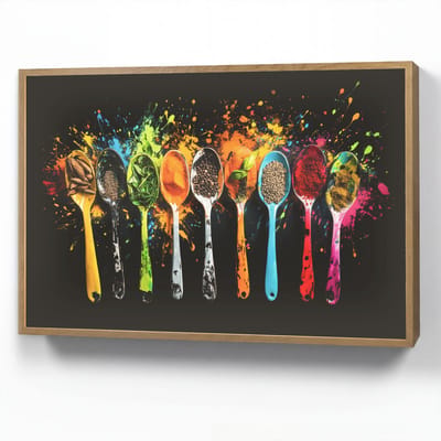 Wandlamp 90x60 cm - Oplaadbaar - Lepels - Kruiden - Modern - Graffiti - Verf - Kleurrijk - Wandlampen binnen woonkamer - Slaapkamer lamp - Decoratieve nachtlamp - Vloerlamp draadloos