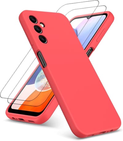 Shockproof Backcover - Liquid Silicone Soft Hoesje + 2x Screenprotector - Geschikt voor: Samsung Galaxy S24 - Rood