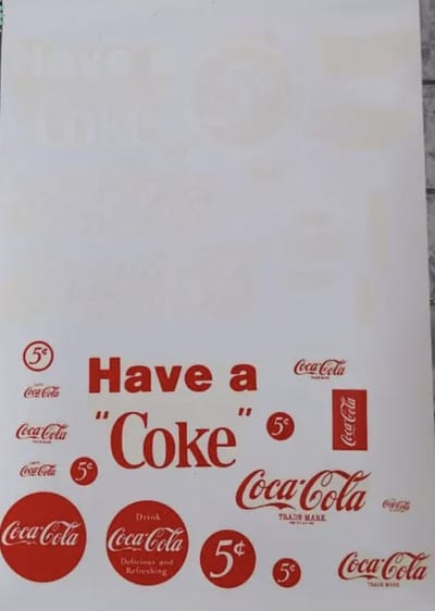 Coca-Cola Water Transfers Voor Vending Machines (met rode decals, 1 vel)
