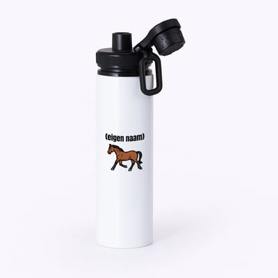 Hacebo® - rennend paard met eigen naam waterfles met draaidop zwart - Paarden - dieren liefhebber - iemand die houdt van paarden - verjaardag - cadeau - kado - geschenk - water fles - 850ML