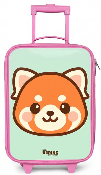 NoBoringSuitcases.com® - Kinderkoffer roze - Kindertrolley meisje - Kawai - Rode panda - Groen - Koffer kind lichtgewicht - Reiskoffer trolley voor kinderen - Koffertje met lichtgevende wieltjes - Rolkoffer