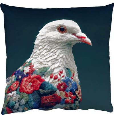Sierkussens - Kussentjes Woonkamer - 50x50 cm - Duif - Bloemen - Wit - Zwart