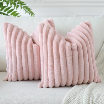 Dailygoods- Kussenhoezen 40 x 40 cm - Set van 2 - Fluwelen Kussenslopen - Imitatiebont - Decoratie voor Bank/Auto - Verborgen Ritssluiting - Sierkussens