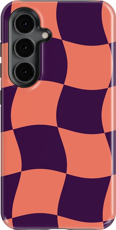 Checkered Warp Hoesje Samsung Galaxy S24 | Geschikt Voor Mag | Uniek Design Hoesje | Beschermhoes Samsung Galaxy S24 Check Flame