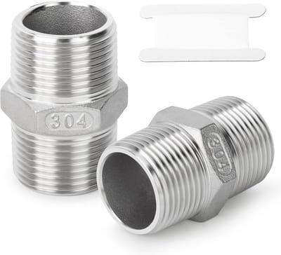 2 Stuks Gegoten RVS 304 Zeskantnippel pijpfitting 2 Inch - Manifold Schroefdraadverbinding