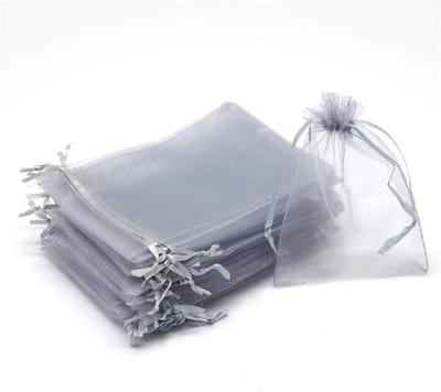 Organza Zakjes 9x12cm - 100 Stuks, Perfect voor Cadeaus, Sieraden en Trouwen, Grijze Kleur