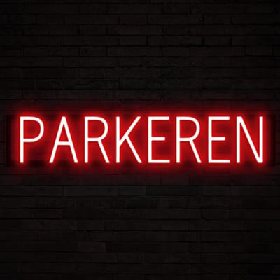 PARKEREN - Lichtreclame Neon LED bord verlicht | SpellBrite | 78,72 x 16 cm | 6 Dimstanden & 8 Lichtanimaties | Reclamebord neon verlichting