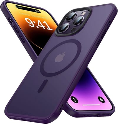 Hoesje Geschikt voor Apple iPhone 14 Pro - Compatibel met MagSafe / Qi2 - Matte Beschermhoes - Back Cover met Magneet - Paars