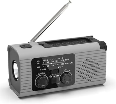 Noodradio Handcrank - Multifunctionele Radio - Noodsituaties - SOS Alarm - 15 x 8 x 7 cm - Grijs
