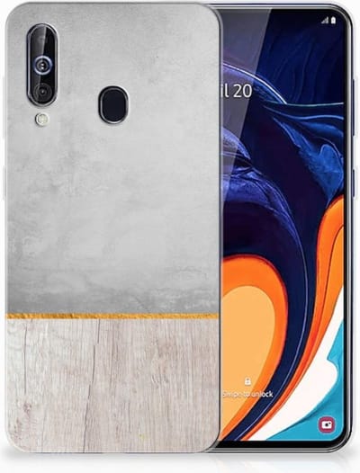TPU Hoesje voor Samsung Galaxy A60 Bumper Hoesje Wood Concrete