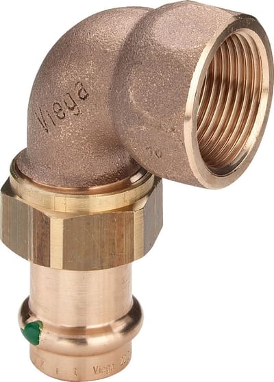 Viega Profipress Sanpress-overgangskoppeling 90 graden, d 18mm, Rp 3/4 roodkoper of siliciumbrons, messing Model 2255, 283452