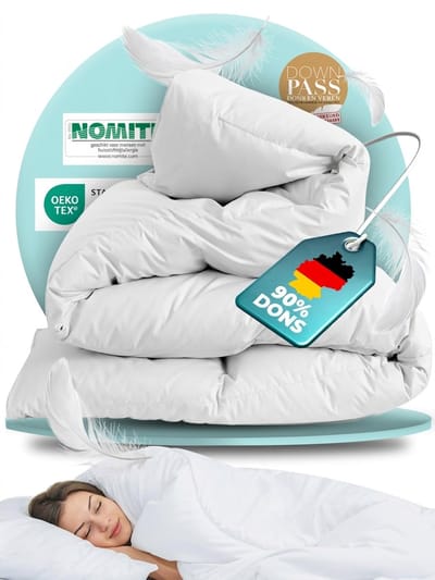 BEFA NATUR Donzen dekbed voor het hele jaar 160 x 210 cm, 90% dons en 10% veren, vulgewicht 790 g, geschikt voor mensen met een allergie, dierenwelzijn gecertificeerd (Downpass), Oeko-Tex klasse 1