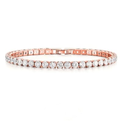 Leerella Stijlvolle Driekleurige (Rose) Tennisarmband voor Elegante Sportieve Looks