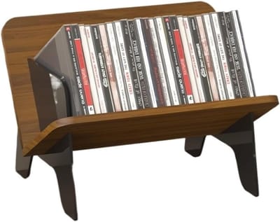 Platenhouder - Vinylrek CD-rek - Muziekcollectie Opslag - Magnetisch Bureaublad - 45x35x33cm - Donkerbruin