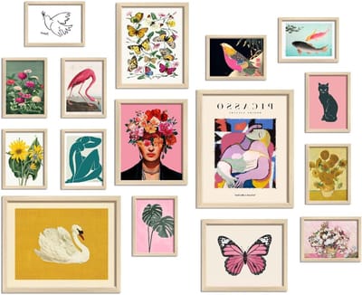 Muurkunst Decoratie Set - Wanddecoratie Posters - Woonkamer Aankleden - Eclectische Stijlen Mix - 12"x15" Ingelijst - Multicolor