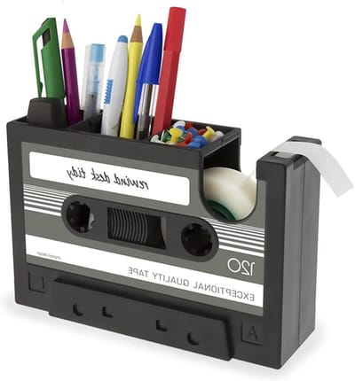 Retro Tape Dispenser met Penhouder en Papierclips, Multifunctionele Zelfklevende Rolhouder voor Kantoor en Cadeaus