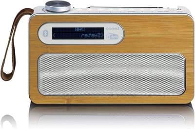 Draagbare Radio - Digitale Radio - Muziek Luisteren - Bamboe Behuizing - 16 Uur Batterij - Zwart Wit Hout