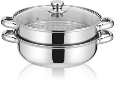 Dailygoods- Stoompan Roestvrij Staal - Dubbellaagse Stoompan - Multifunctioneel Kookgerei - Glasvezeldeksel - Gelijkmatige Verwarming - Voedselveilig Materiaal - Stoomkoker