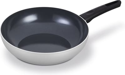 Brabantia INDU+ Wokpan Ø 28cm – 100% PFAS Vrij – Keramische Antiaanbaklaag - Inductie Koekenpan – Vaatwasserbestendig - Grijs