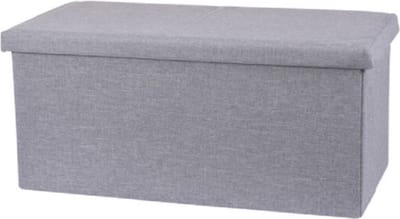 H&S Collection Poef/hocker/voetenbankje - opbergbox - lichtgrijs - polyester - 76 x 40 x 38 cm - opvouwbaar