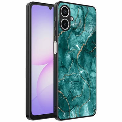 Geschikt voor Samsung Galaxy A07 Telefoonhoesje met marmer opdruk - TPU backcover case marble design - Goud Groen - Smartphonica geschikt voor Samsung Galaxy A07