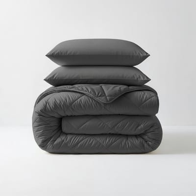 Sleeptime 2 in 1 Diamant Dekbed - Dekbed zonder Overtrek Inclusief Kussenslopen - 200x200 - Antraciet