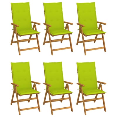 vidaXL - Inklapbare - stoelen - 6 - st - met - kussens - massief - acaciahout