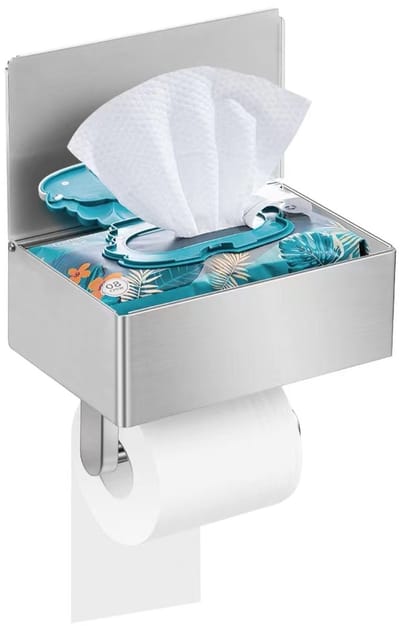 VHV - Toiletrolhouder - Wc rol houder - Toiletrolhouder met planchet - Vochtige doekjes houder - Met plankje - Wandmontage - Voor badkamer en toilet - Wit