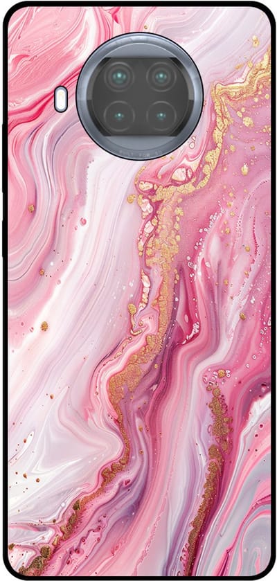 Smartphonica Telefoonhoesje Geschikt voor Xiaomi Mi 10T Lite met marmer opdruk - TPU backcover case marble design - Roze geschikt voor Xiaomi Mi 10T Lite