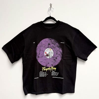 Prince - Purple Rain Disc Heren T-shirt - S - Zwart