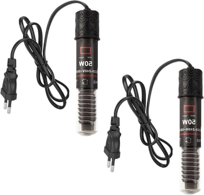 Mini Aquarium Verwarmingsstaaf 50 W - 2 Stuks Thermostaat voor Kleine Aquaria, Ideaal voor Zoet- en Zoutwater met 99 cm Voedingskabel