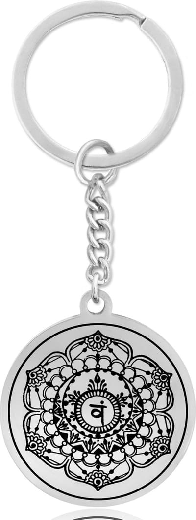 Heiligbeen Chakra (Svadhisthana) Sleutelhanger - Zilverkleurig Talisman - Roestvrij Staal - Spiritueel Cadeau - Pax Amare