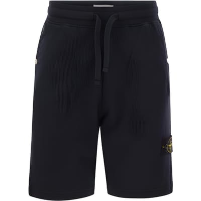 Stone Island Logo Print Effen Kleur Casual Shorts Heren shorts Marineblauw 801563460-V0020 S black