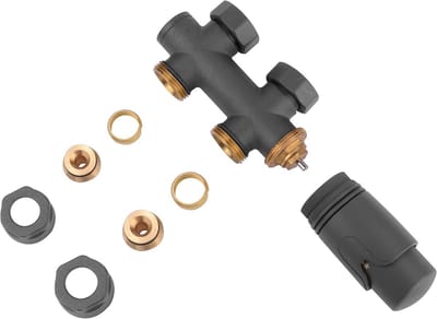 Thermostaatventiel voor badkamer- en centrale verwarmingsradiatoren - Chroom, 3/4 tot 1/2 aansluiting, 16 mm