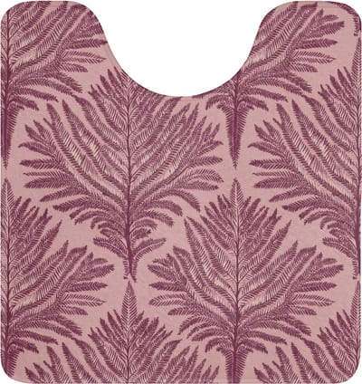WC mat met uitsparing 55x60 cm - Antislip - Varen - Patroon - Paars - Toiletmat met uitsnijding - Vloermat - Douchemat - Toilet tapijt - Toiletmatten
