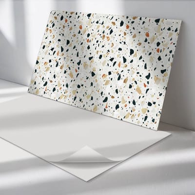 Wallfluent Vinyl Wandpaneel - Patroon met stenen op de achtergrond Zelfklevend Muurpaneel - 100 cm x 50 cm - Wit Vinyl Wandpaneel - 1 stuk - Rechthoekig Wandbekleding Vinyl - Texturen Wandpaneel - Vinyl Wandbekleding - Wandpaneel Keuken en Badkamer