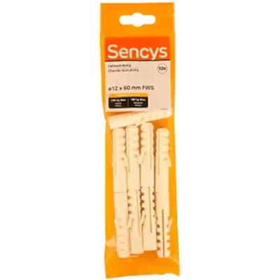 Sencys Plug Voor Volle Wand Nylon - Diam. 12x60mm - 10 Stuks