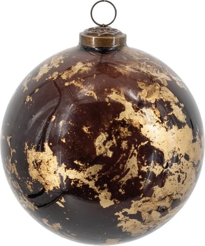 HomeBound by KY | Glazen kerstbal brown marble | 12,5x12,5x12,5cm | kerstbal