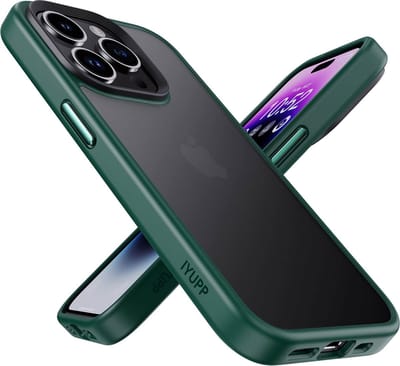 IYUPP Hoesje Geschikt voor iPhone 15 Pro Hoesje - Shockproof Back Cover - Groen Zwart Transparant