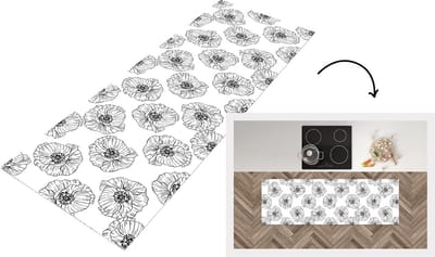 Keukenloper - Loper keuken - Klaproos - Bloemen - Design - 150x50 cm - Keukenloper vinyl