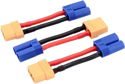Ronte - 3-delige kabel met mannelijke EC5 naar vrouwelijke XT90 / XT-90 connectoradapter met 12AWG 5cm lengte (-67)