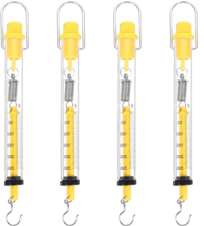 Draagbare veerweegschaal tot 2.5 kg met haak - Set van 4 voor laboratoria, onderwijs en precisieweegtoepassingen